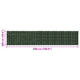 Parawan balkonowy z liśćmi Ciemnozielony 500 x 100 cm