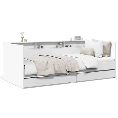 Łóżko dzienne z szufladami, bez materaca, białe, 90x200 cm model standard