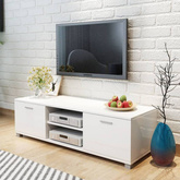 vidaXL Szafka pod TV, wysoki połysk, biała, 140x40,5x35 cm