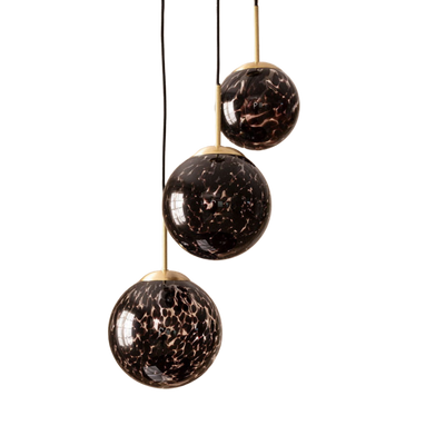 Lampa Wiszącza 3 szkalne Czarne Kule E14 Abruzzo Sfero