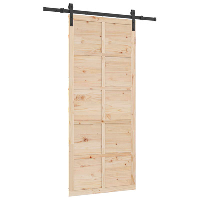 Drzwi przesuwne naturalny 80 x 208 cm Lite drewno sosnowe