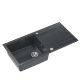 EVAN 146 XL GraniteQ zlewozmywak z syfonem Push 2 Open 1-komorowy z/o (1000x500x210; kom. 420x480) black diamond / elementy stalowe