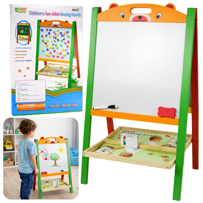 Dwustronna Tablica Edukacyjna Magnetyczna Kredowa 2w1 Pisak Litery Liczby
