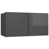 vidaXL Szafka wisząca pod TV, wysoki połysk, szara, 60x30x30 cm