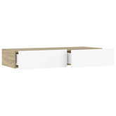 vidaXL Szafka pod TV z LED, biel i dąb sonoma, 90x35x15,5 cm