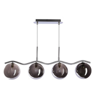 LUMOS lampa wisząca 4x20W G9 chrom klosze szklane  grafitowe nowoczesna elegancka oprawa oświetleniowa salon jadalnia sypialnia glamour