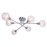 Lampa sufitowa chromowa szklany klosz z koszyczkiem 6x40W Dixi Candellux 36-61362