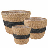 Kosze na rośliny z trawy morskiej 3 pcs Naturalny i czarny