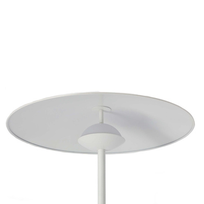 Lampa stojąca LUND w stylu skandynawskim – biały klosz talerz - nowoczesna lampa podłogowa LED