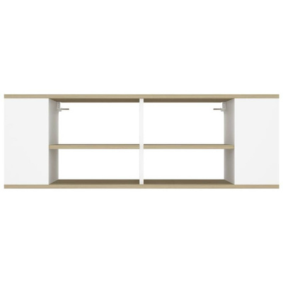 vidaXL Wisząca szafka pod TV, biel i dąb sonoma, 102x35x35 cm