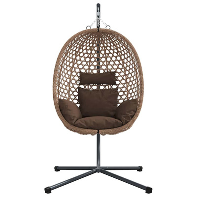 Wiszące krzesło jajo kawowy 104 x 100 x 191 cm polirattan