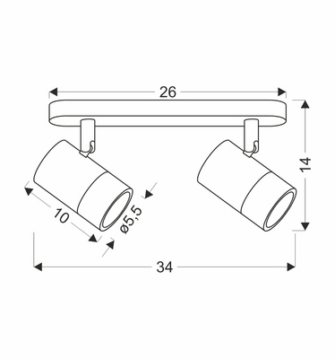 Lampa sufitowa Tobi listwa 2-punktowa do salonu metalowa