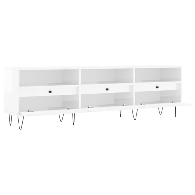 vidaXL Szafka pod TV, wysoki połysk, biała, 150x30x44,5 cm