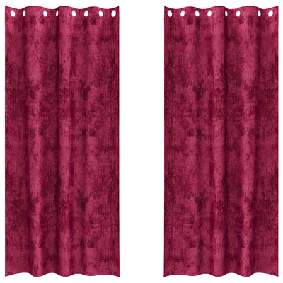 Zasłony z weluru 2 pcs czerwone wino 225 x 140 cm Aksamit