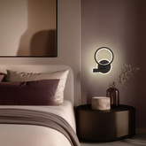 MONET lampa kinkiet koło czarny 16W LED 4000K klosz biały