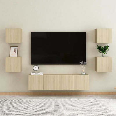 6-cz. zestaw szafek TV, dąb sonoma, materiał drewnopochodny
