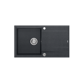 EVAN 111 GraniteQ zlewozmywak z syfonemPush 2 Open 1-komorowy z/o (860x500x210) black diamond / elementy stalowe