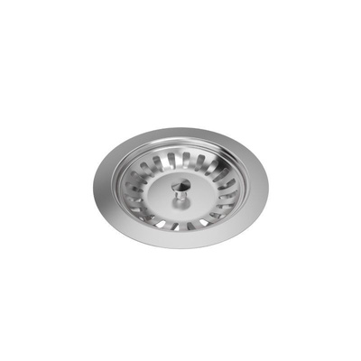 Odpływ PUSH TO OPEN 3 1/2" z syfonem 2-komorowy stal szlachetna (GRANIT-pionowy) save space, przycisk okrągły stal szczotkowana (13G14GR6-P2A-BS)