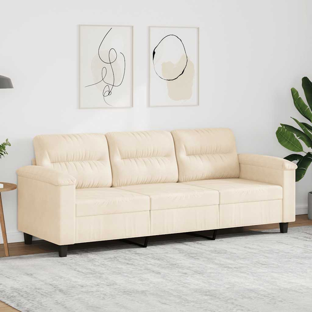 3-osobowa sofa, beżowy, 180 cm, tapicerowana mikrofibrą