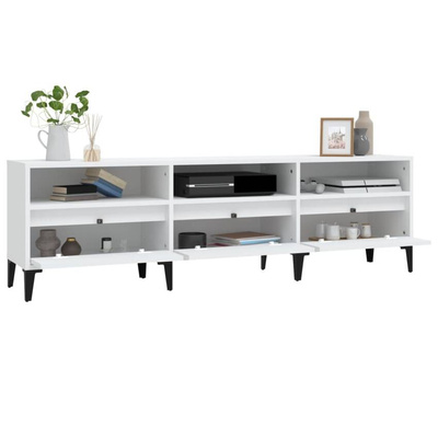 vidaXL Szafka pod TV, biała, 150x30x44,5 cm, materiał drewnopochodny wariant 8