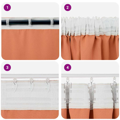 Firany blackout z kółkami 2 pcs terakota 140 x 140 cm Poliester