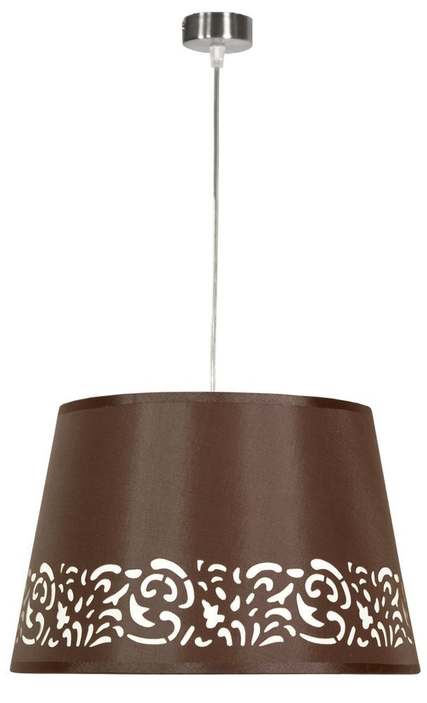 Lampa wisząca Kaszmir z abażurem brązowa tkaninowa do sypialni E27