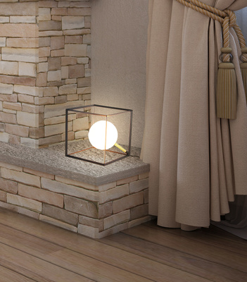Lampka nocna Weert Ledea czarno-złota metalowa szklana 20 cm