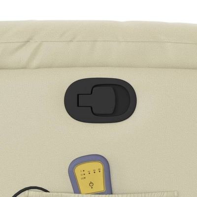 vidaXL Rozkładany fotel masujący, kremowe, sztuczna skóra