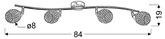 Lampa sufitowa CLEAR listwa ze szklanymi kloszami regulowana 4-punktowa do salonu