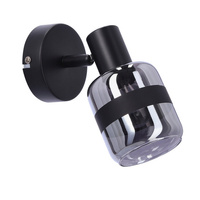 Yuki Lampa Kinkiet Czarny Matowy 1X15W E14 Klosz Dymiony