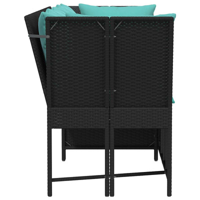 Fotel ogrodowy z poduszkami, rattan PE, czarny