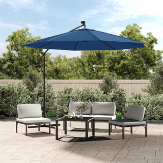 vidaXL Parasol wiszący z LED i stalowym słupkiem, 300 cm, lazurowy