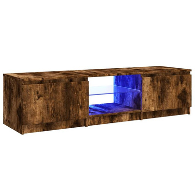 vidaXL Szafka pod TV, z LED, przydymiony dąb, 140 x 40 x 35,5 cm