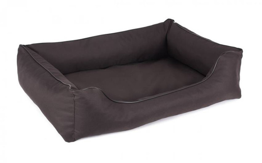 Legowisko dla psa Sofa Valencia Standard w kolorze brązowym z czarnym wykończeniem Rozmiar: XL - 120 x 90 cm - do samodzielnego złożenia