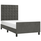 vidaXL Rama łóżka z zagłówkiem, ciemnoszara, 90x190 cm, aksamitem model standard