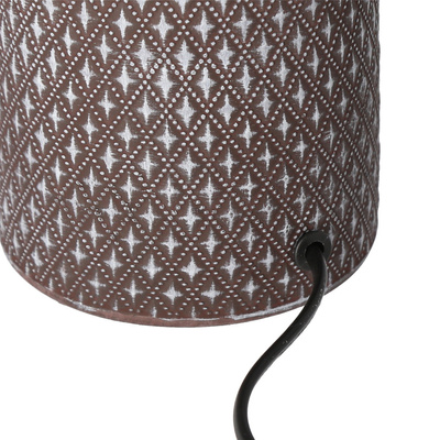 Lampka nocna Iner brązowa ceramiczna z abażurem klasyczna