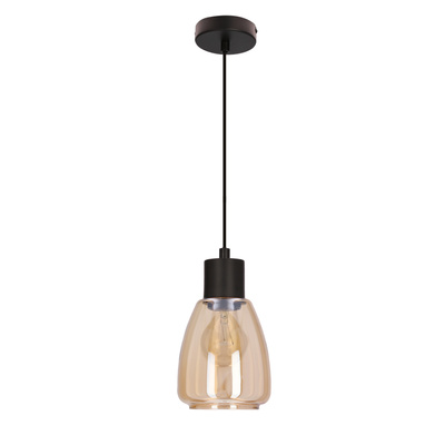 MOLDO lampa wisząca czarny 1x40W E27 klosz bursztynowy  31-35073