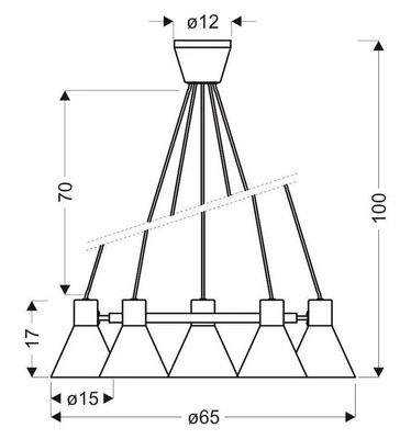 Lampa wisząca More czarno-złota metalowa 5-płomienna do salonu