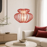 Lampa wisząca Imperia czerwona do jadalni pojedyncza z tworzywa sztucznego