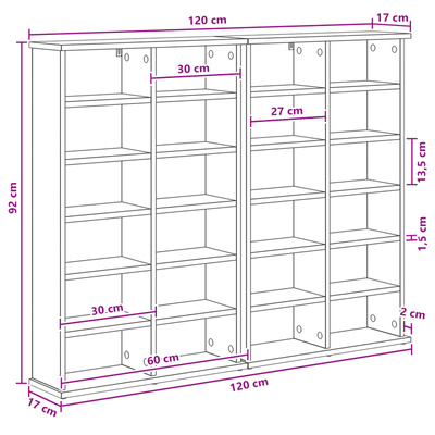 Kabinet na płyty CD 2 szt. Szary Sonoma 60 x 17 x 92 cm
