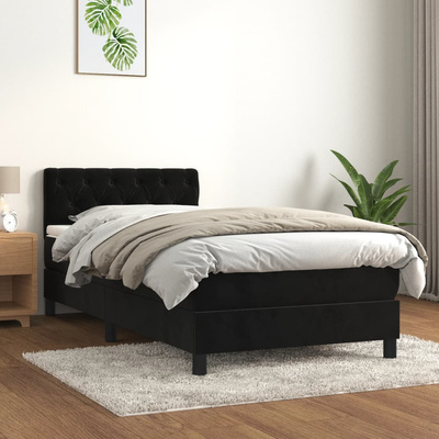 vidaXL Łóżko kontynentalne z materacem, czarne, aksamit 80x200 cm model standard