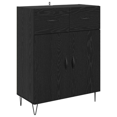 Highboard Czarny Dąb 69,5 x 34 x 180 cm Drewno inżynieryjne