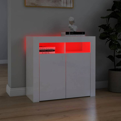 vidaXL Szafka z oświetleniem LED, biała, wysoki połysk, 80x35x75 cm
