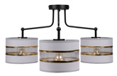 Lampa sufitowa czarny 3xE27 abażur biały + złoty Andy 33-00514