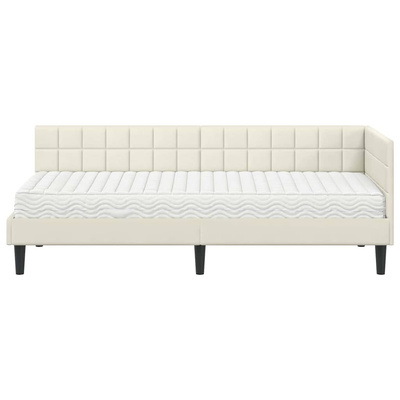 Rama Łóżka Narożnego z Materacem 2 szt. Kremowy 80 x 200 cm