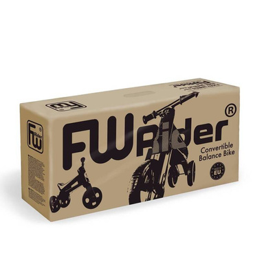 FWRider Super Sport 517498 Kolor: Grey / Szary z brązowymi felgami Rowerek biegowy Jeździk 2w1 Ciche koła + Pasek do noszenia dla Rodzica