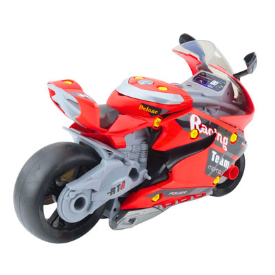 Motocykl Do Rozkręcania 2w1 DIY Warsztat Światła Dźwięki Dym Czerwony 43cm