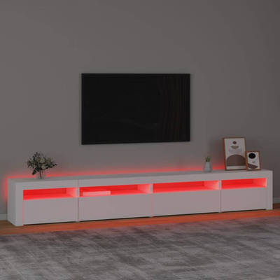 vidaXL Szafka pod TV z oświetleniem LED, biała, 270x35x40 cm