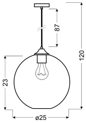 Lampa wisząca szklana kula brązowa + żarówka Edison 31-28259