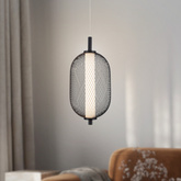 Lampa wisząca druciana PUMA z podłużnym kloszem 15 x 30 cm – designerska lampa nad stół LED 3000K